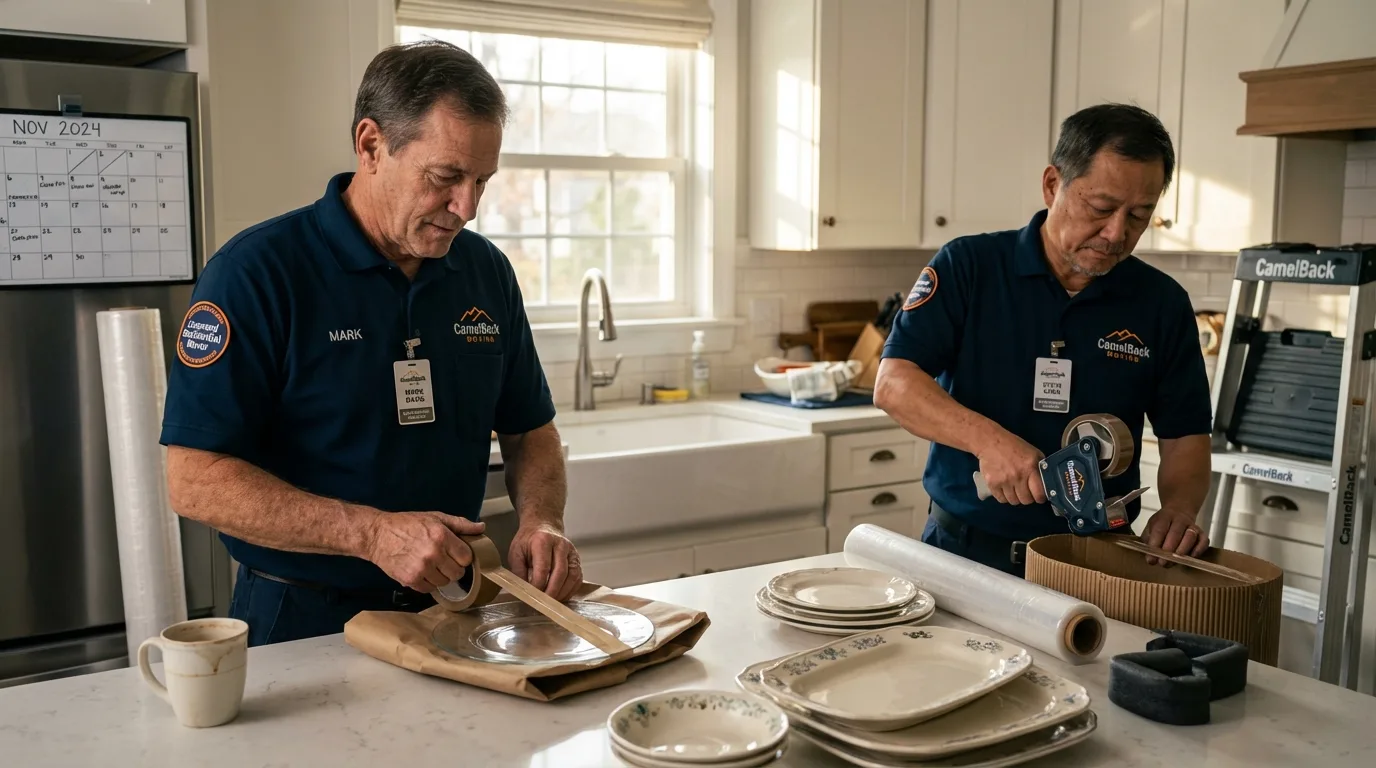 Professional crew packing kitchen dishware in Polkton, NC